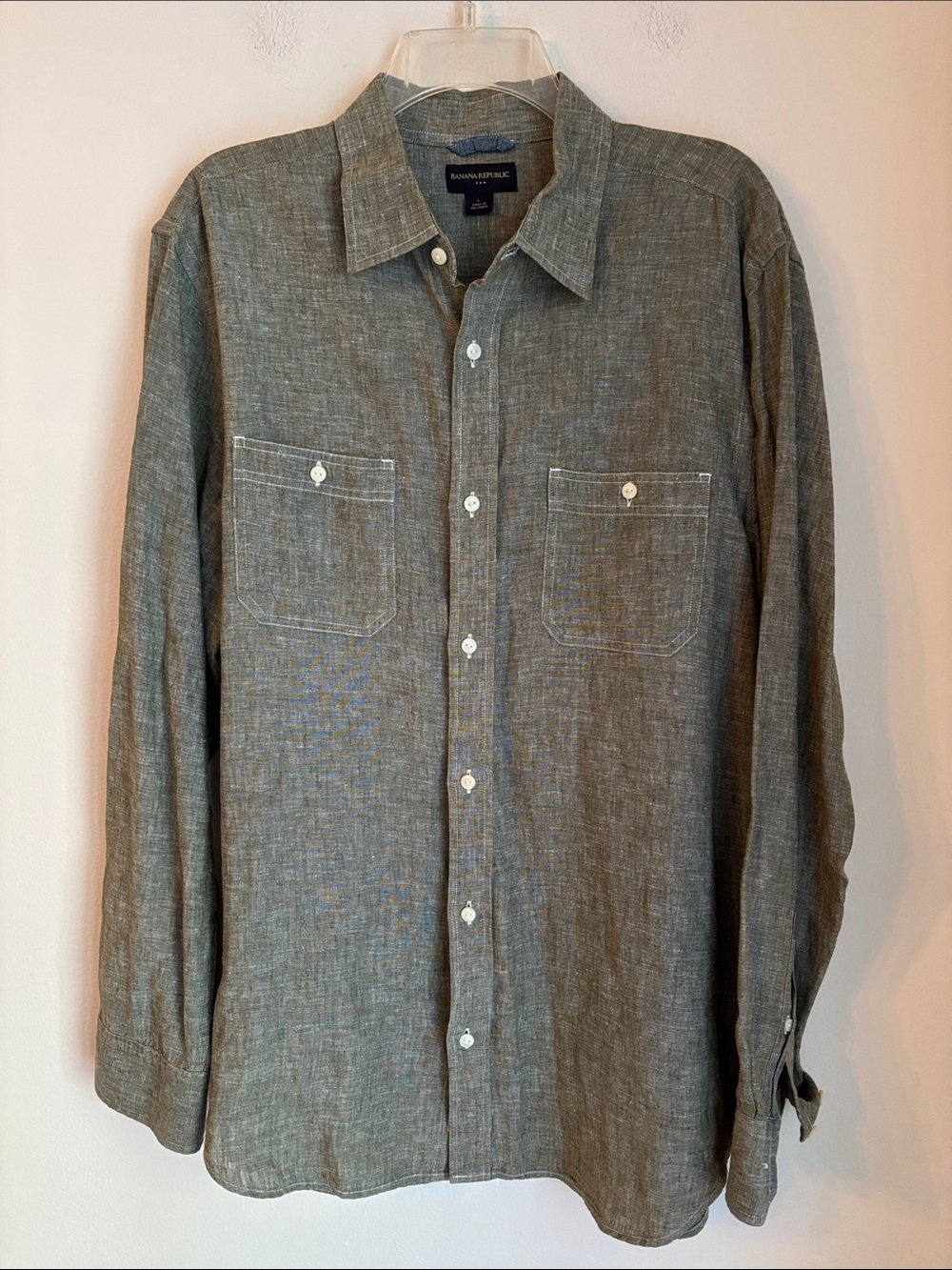Banana Republic Olive Green Long Sleeve Button-Down Shirt